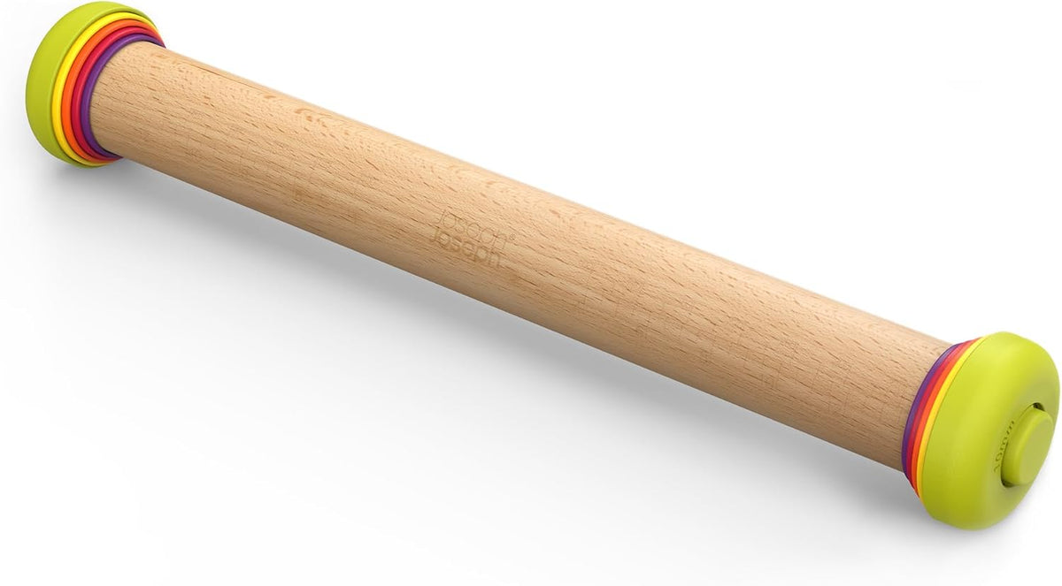 Joseph Joseph PrecisionPin - Rolling Pin with adjustable pastry thickness, Baking and dough rollers, Beech Wood, Pastel Blue