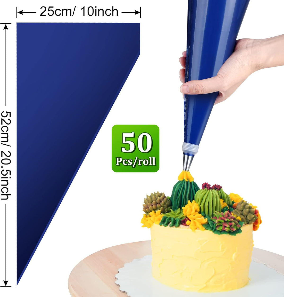 ELECLAND 50Pcs Disposable Piping Bags, Dark Blue