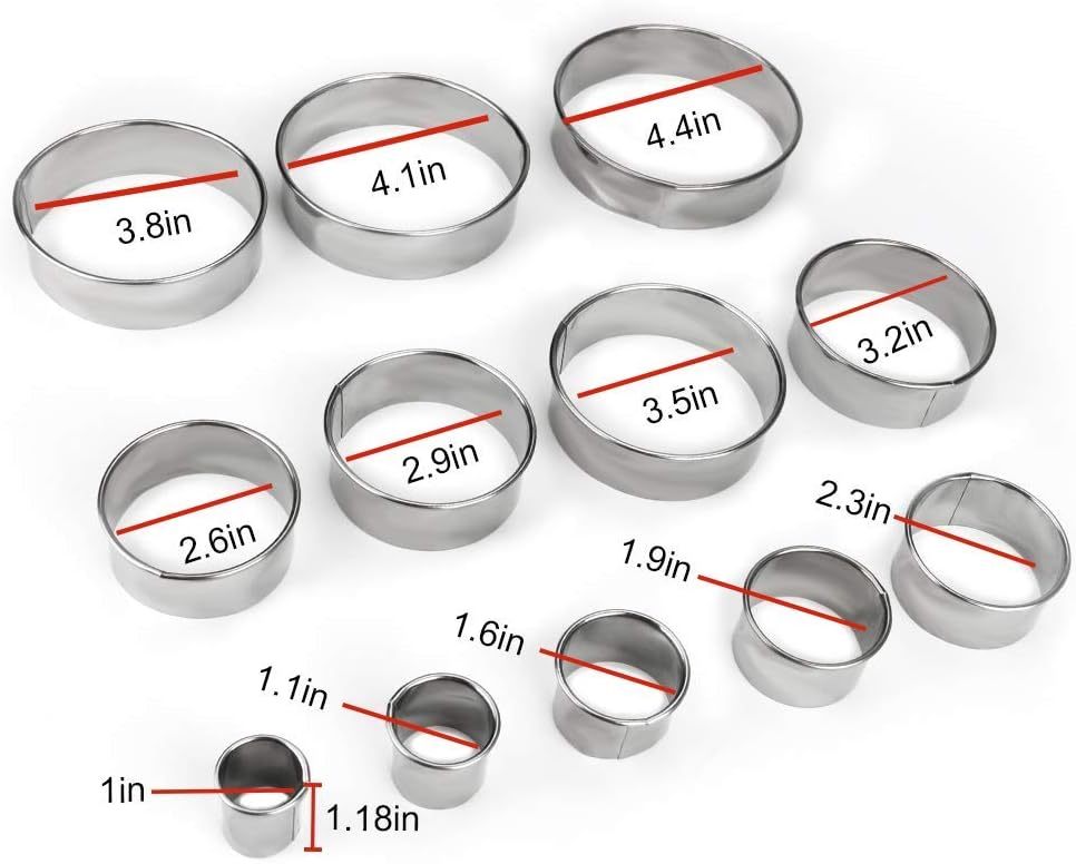 Bukuwa 12 Pcs Round Cookie Biscuit Cutter Set, Graduated Circle Cutters