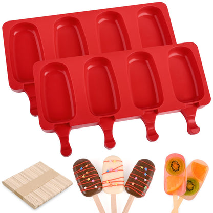 WMKGG Popsicle Silicone Molds Set, 2 PCS Ice Cream Mold(Standard Size/Pink)