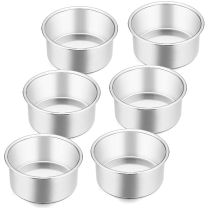 E-far 4 Inch Small Cake Pan Set of 3, Stainless Steel Mini Round Smash Cake Baking Pans, Non-Toxic & Healthy, Mirror Finish & Dishwasher Safe