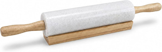 KARRYOUNG Marble Rolling Pin with Wooden handles for Baking,Home Use,White