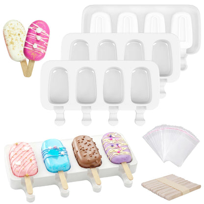 Popsicle Molds Set of 3, 12 Cavities Silicone Cake Pop & Cakesicle Mold