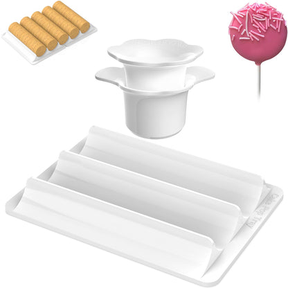 Cake Pop Molds Set, 4 Shapes with Tray, 100 Sticks Wrappers Ties