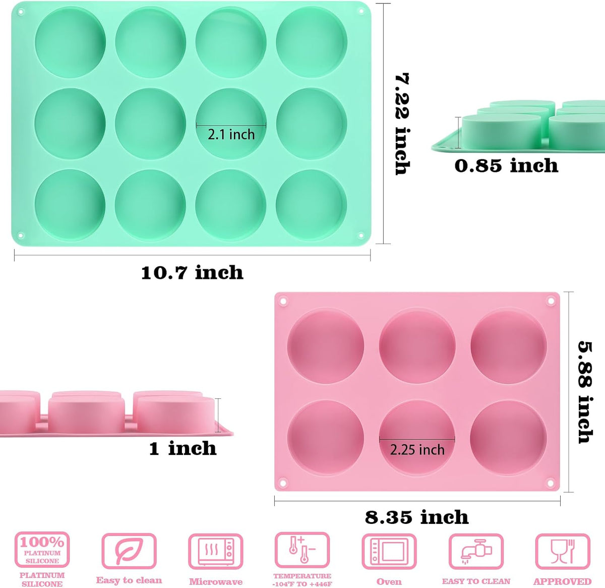 HUAKENER Cake Puck Mold Set 2 Different Sizes