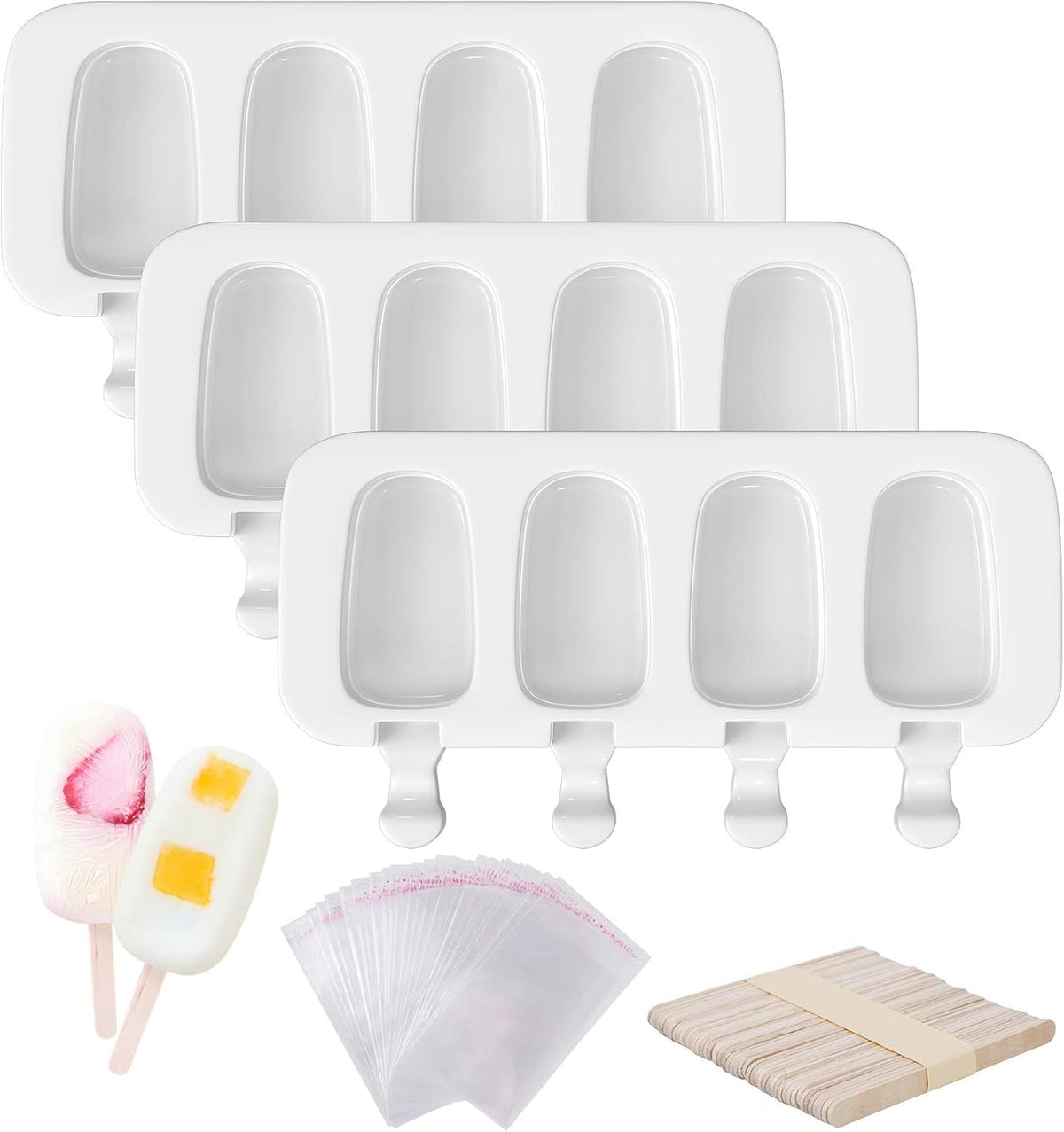 Popsicle Molds Set of 3, 12 Cavities Silicone Cake Pop & Cakesicle Mold
