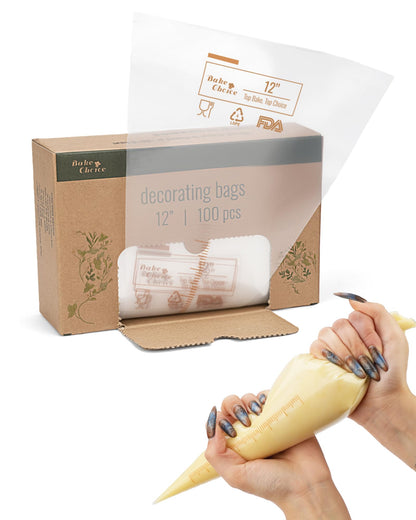 Bake Choice 12 Inch Piping Bags, 100PCS Thickened Disposable Pastry Bags