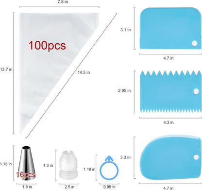 Piping Bags and Tips Set, 100 PCS 12in Pastry Bags, Piping Bags Disposable
