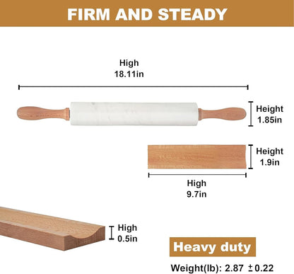 Koville Marble Rolling Pin, Non-Stick African Stone Polished Dough Roller, Pasta, Dumpling, Ravioli, Fondant, Pie Crust, Kitchen Baking Pastry Tools