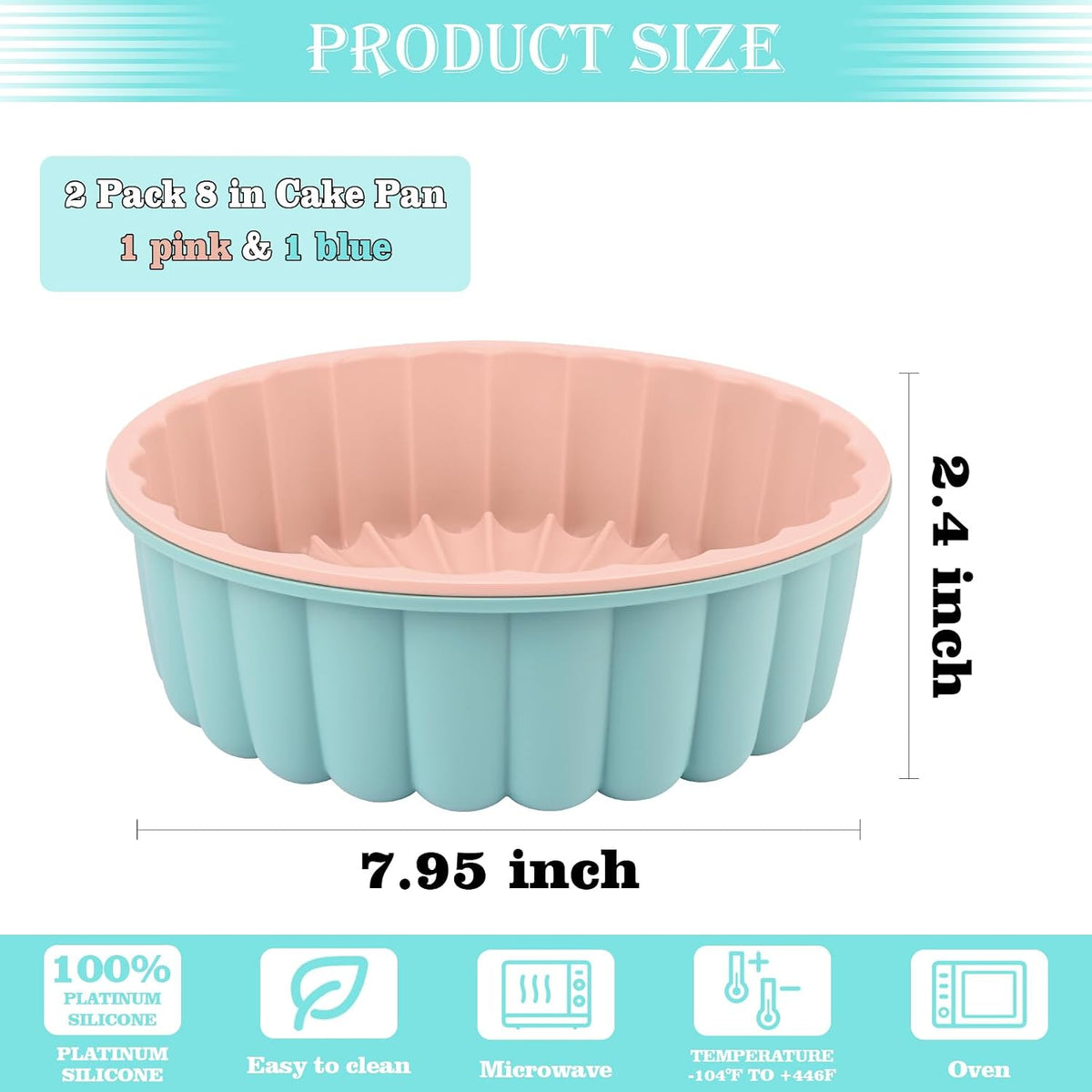 HUAKENER 2 Pcs Charlotte Cake Pan, 8 Inch Round Cake Pan