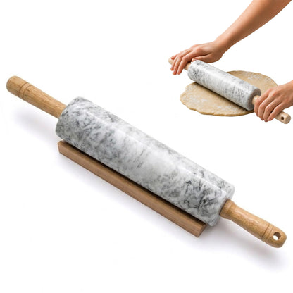 FARBERWARE Classic Wood Rolling Pin, 18-Inch Hardwood Dough Roller for Baking Pizza, Pies, Pastry and Cookies, Ergonomic Handles, Kitchen Essential