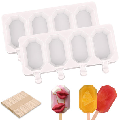 WMKGG Popsicle Silicone Molds Set, 2 PCS Ice Cream Mold(Standard Size/Pink)