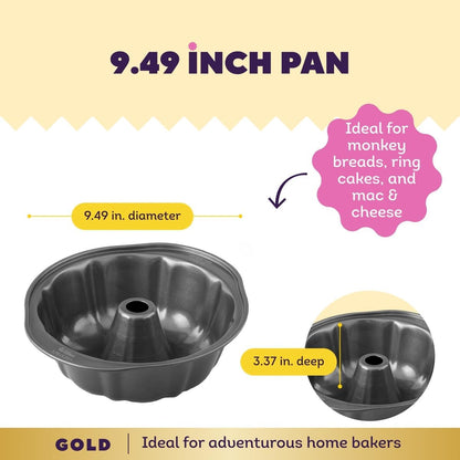 Wilton Gold Non-Stick Fluted Tube Cake Pan, Made Without PFAS, 9.49 in