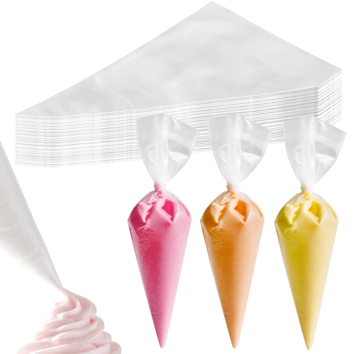 200 Pcs Disposable Cream Pastry Bag Cake Icing Piping Decorating Tool Cupcake Decorating Piping Icing Bag (Red)