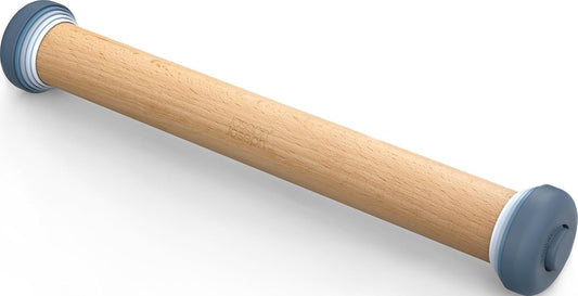 Joseph Joseph PrecisionPin - Rolling Pin with adjustable pastry thickness, Baking and dough rollers, Beech Wood, Pastel Blue