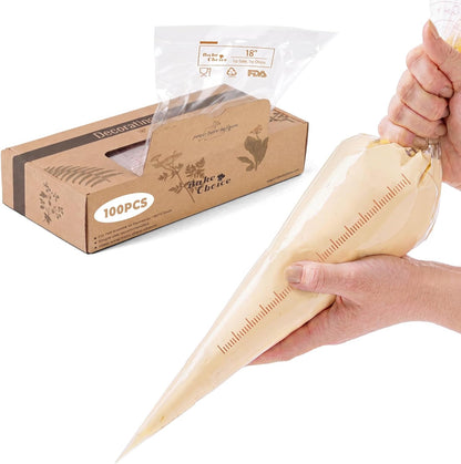 Bake Choice 18 Inch Piping Bags, 100PCS Thickened Disposable Pastry Bags