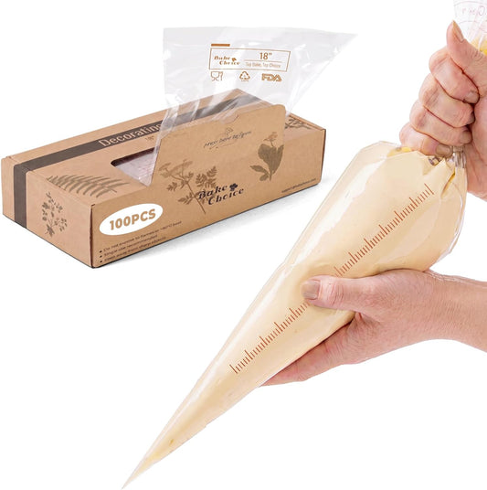 Bake Choice 18 Inch Piping Bags, 100PCS Thickened Disposable Pastry Bags