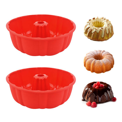 2 Pack Silicone Cake Pan,Jello Moldes Para Gelatinas，10 Inch, Pink+Blue