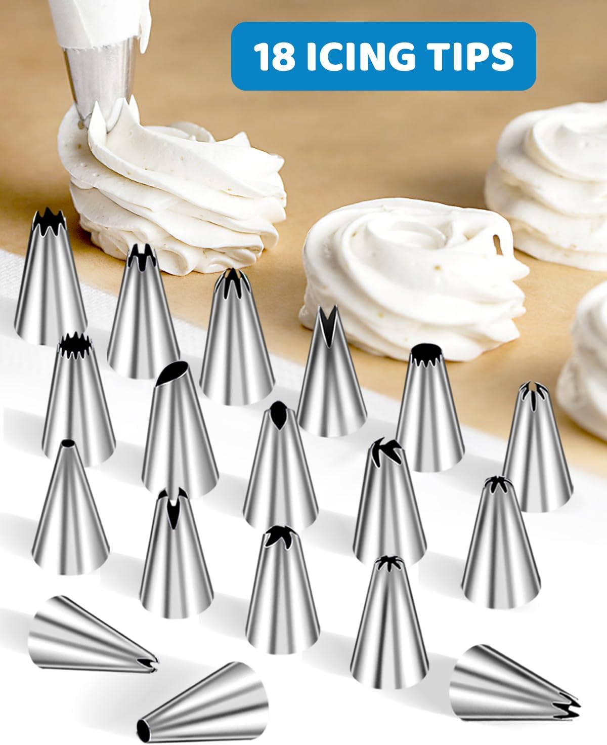 Piping Bags and Tips Set, Cakes Decorating Kit Supplies