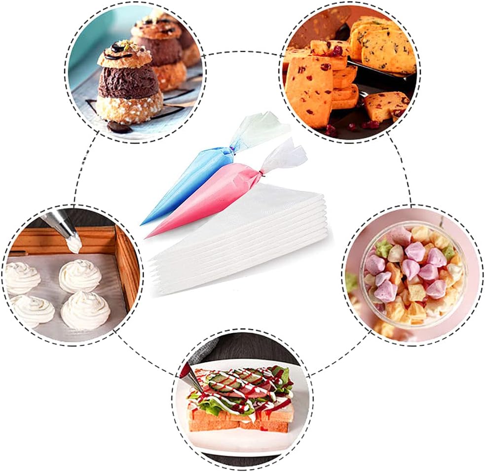 100 Pieces Piping Bags Disposable -14 inch Tipless Piping Bags | Pastry Bags | Icing Bags | Frosting Bags for Cake Cookies Baking Decorating (100, 14inch)