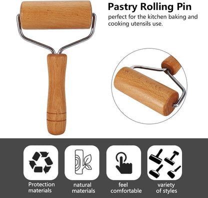 Watris Veiyi Small Rolling Pin, Wooden Dough Roller for Home Kitchen