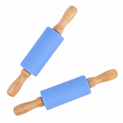 4 Pack Mini Rolling Pin for Kids 9 Inch, Non-Stick Wooden Handle