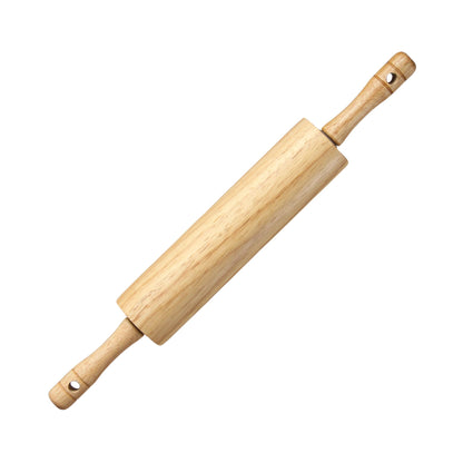 KARRYOUNG Natural Rubberwood Rolling Pin with Handles – Smooth Dough Roller for Pizza, Pie Crust, Cookies, Fondant & Tortillas – Durable Kitchen Baking Essential, Rodillo Para Masa