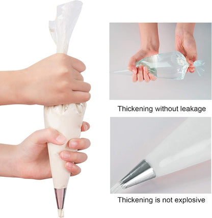 Piping Bags 100 Pcs 14" Disposable Pastry Bags, Heavy-Duty Anti-Burst Icing Bags for Cake Decorating, Cupcakes, Cookies, Macarons, Chocolate. Works with Wilton Tips & Couplers, Leak-Proof PE Material