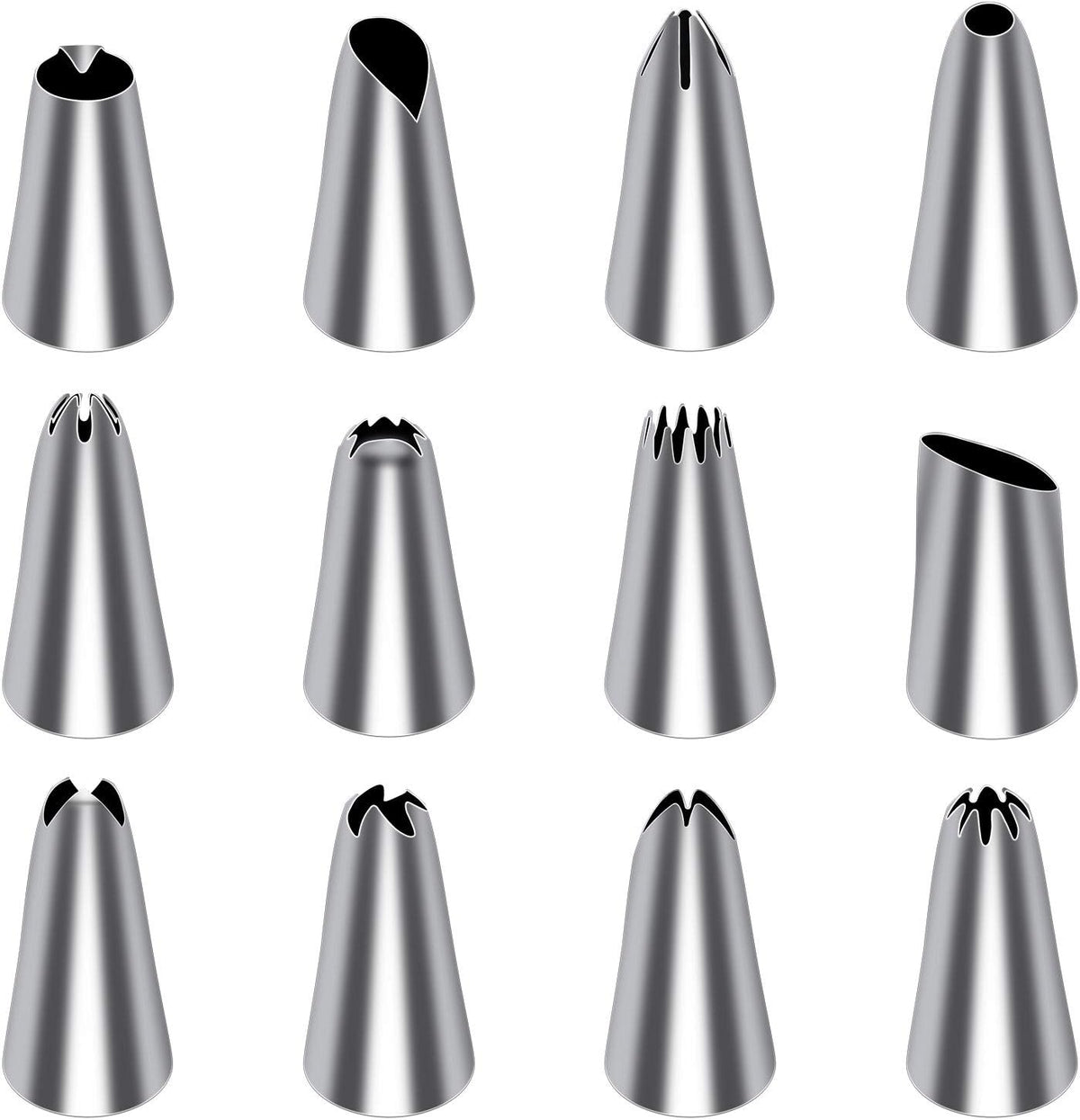 Tamodan Piping Bags and Tips, Cake Piping Bags and Tips Suitable for Beginners Included 100PCS 16 Inch Disposable Piping Bags with 12 Piping Tips Set, 2 Coupler and 1 Reusable Pastry Bags