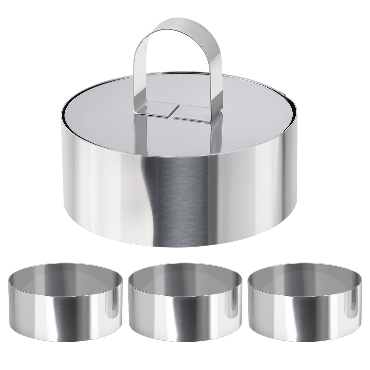HULISEN 3” Round Cake Ring Mold, Stainless Steel Cooking Crumpet Rings