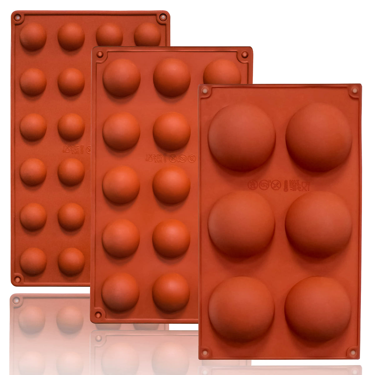 Lerykin Small 15-Cavity Semi Sphere Silicone Molds Non-Stick,2 Packs Half Sphere Silicone Baking Molds for Making Jelly, Chocolates and Cake