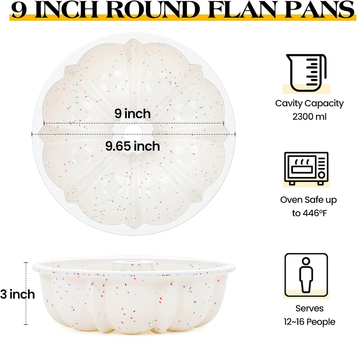 9.5 Inch Silicone Fluted Tube Cake Pan with Stainless Steel Frame