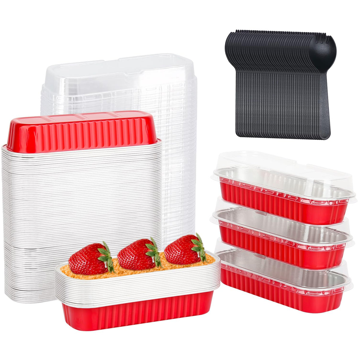 LNYZQUS Mini Loaf Pans with Lids 100 Pack, 6.8oz Small Cake Tins