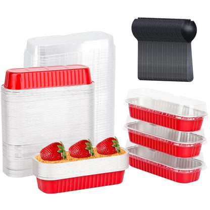 LNYZQUS Mini Loaf Pans with Lids 100 Pack, 6.8oz Small Cake Tins