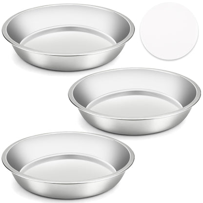 8 Inch Cake Pan - 3PCS Carbon Steel Round Cake Pans with 100 Pieces Parchment Paper, Non-stick & Easy Demolding, Non-toxic & Healthy