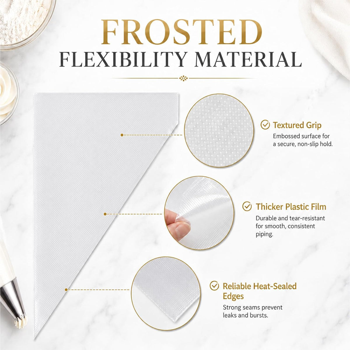 250 Pcs Disposable Piping Bags 12 Inch, Tipless Icing Piping Bags Non-Slip Anti Burst Disposable Pastry Bags for Cream Frosting, Cakes, Chocolate, Cupcakes and Cookies Decoration Supplies