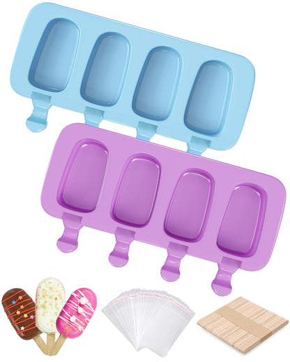 Ouddy Life Popsicle Molds Set of 2, Ice Pop Molds Silicone Cake Pop Mold