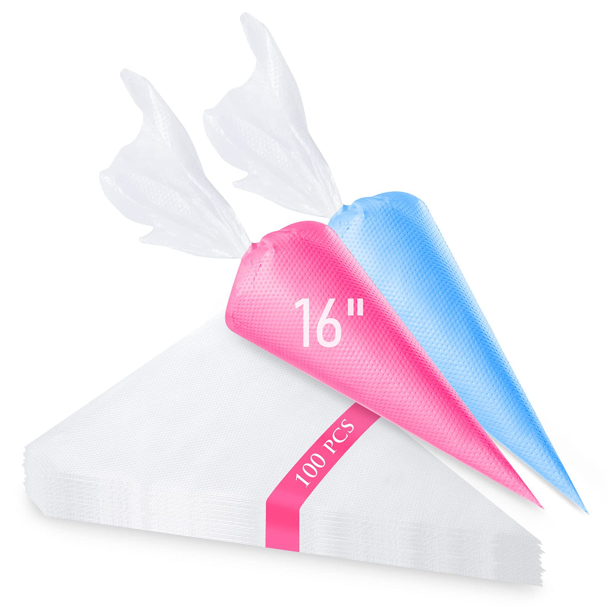 Tamodan Piping Bags and Tips, Cake Piping Bags and Tips Suitable for Beginners Included 100PCS 16 Inch Disposable Piping Bags with 12 Piping Tips Set, 2 Coupler and 1 Reusable Pastry Bags