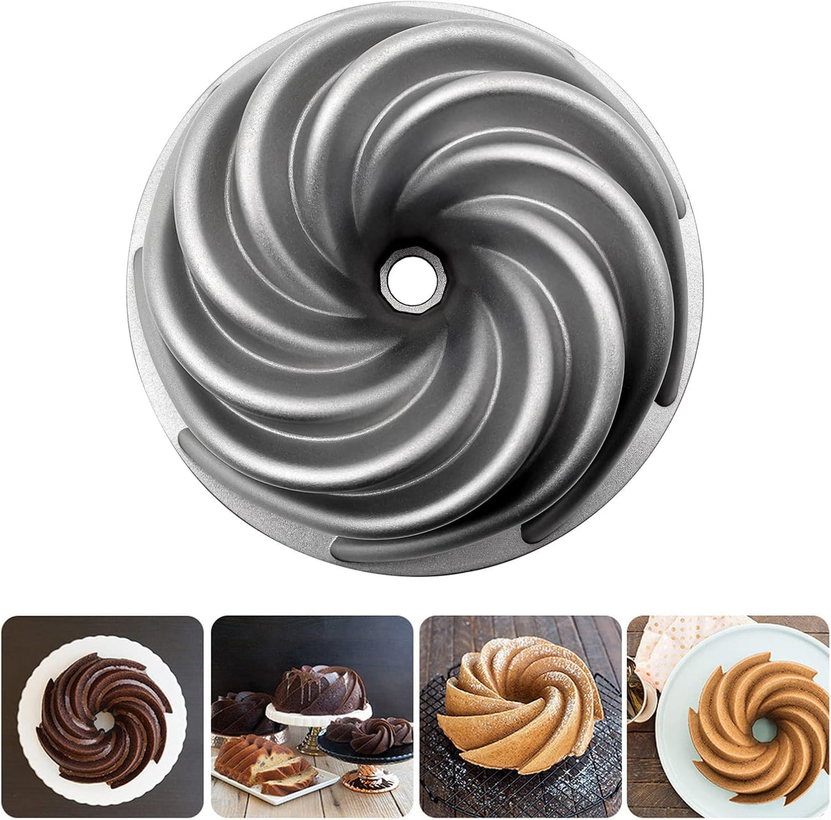 Charlotte Cake Mold, 8 Inch Cake Pan Aluminium Kitchen Accessories Decoration Christmas Wedding Valentine’s 3D Charlotte Cake Pan (Swirl Shape)