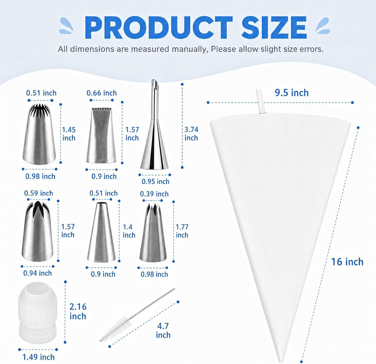 Reusable Piping Bags and Tips Set – 16" Pastry Bags for Cake Decorating, Cupcakes & Cookies with Frosting Tips – Leak-Proof Cotton Icing Bags, Eco-Friendly Baking Kit for Home Bakers & Beginners
