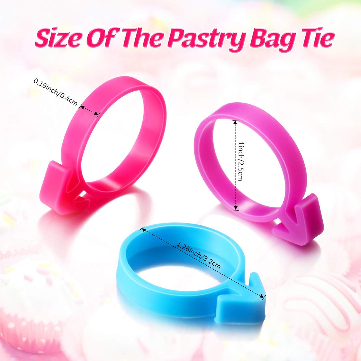 Patelai 120 Pcs Icing Bag Ties Silicone Piping Bag Ties,Rosy, Blue, Purple