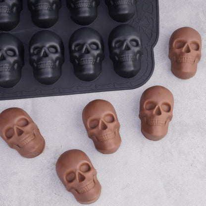 NiHome 20 Cavities Silicone Skull Mold for Baking Chocolates Making, Black