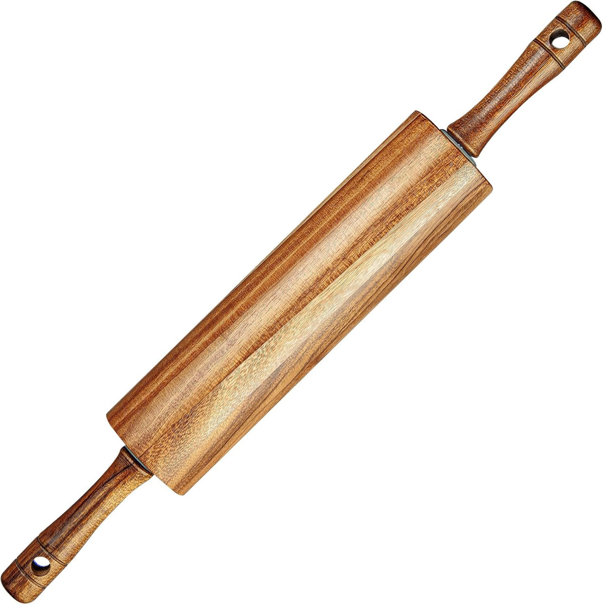 KARRYOUNG Acacia Wood Rolling Pin for Baking, Kitchen Dough Roller With Handles, Rodillo Para Masa, Rolling Pin for Dough, Pizza,Bread, Fondant & Tortilla