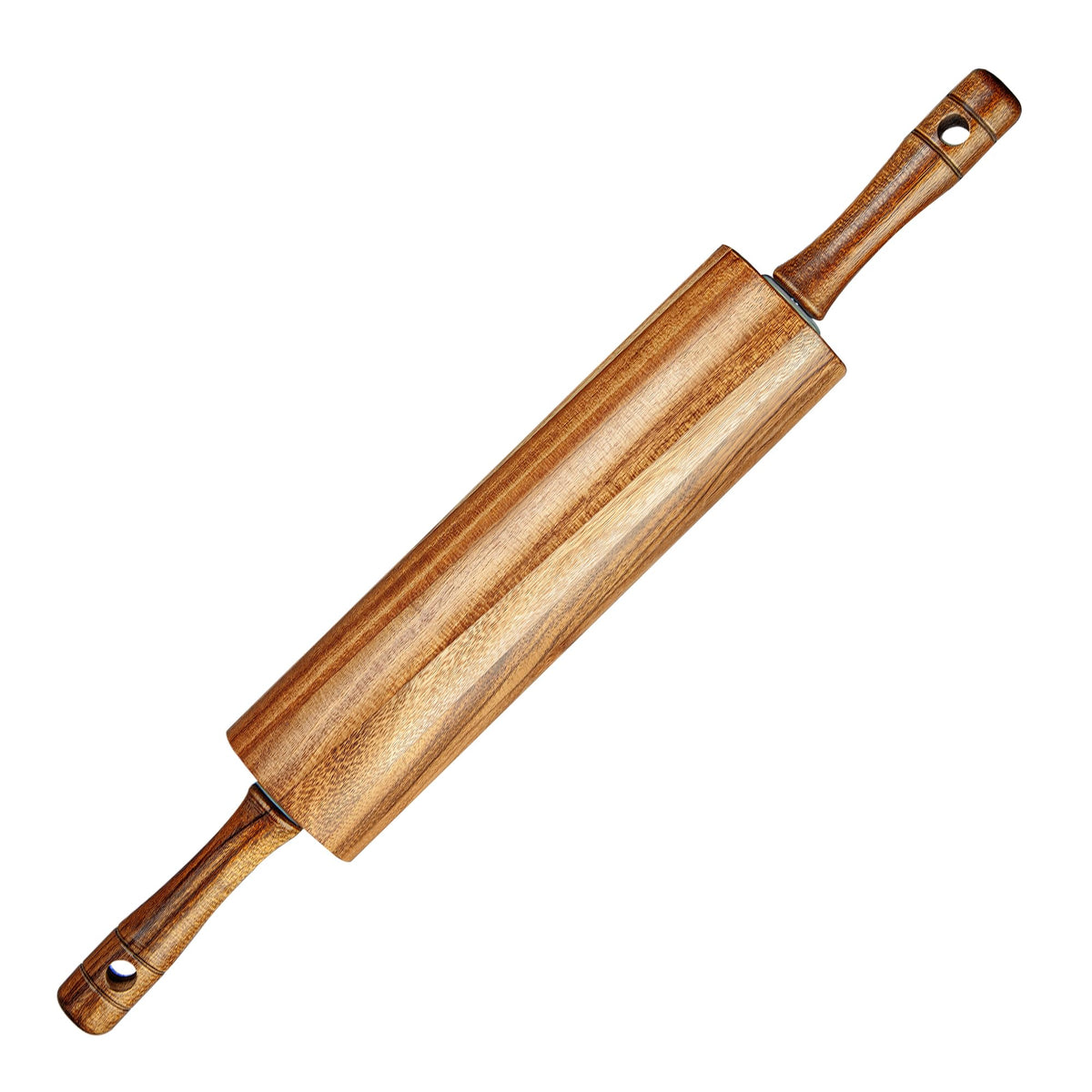 KARRYOUNG Natural Rubberwood Rolling Pin with Handles – Smooth Dough Roller for Pizza, Pie Crust, Cookies, Fondant & Tortillas – Durable Kitchen Baking Essential, Rodillo Para Masa