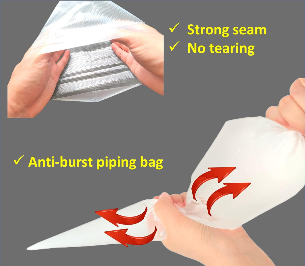 18 Inch Large Piping Bags Disposable Pastry Bags 100 Pack Thick Plastic Anti-Burst Icing Piping Bags For Frosting Decorating Cake Cupcake Cookie (18 Inch-100 Pack)