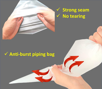 18 Inch Large Piping Bags Disposable Pastry Bags 100 Pack Thick Plastic Anti-Burst Icing Piping Bags For Frosting Decorating Cake Cupcake Cookie (18 Inch-100 Pack)