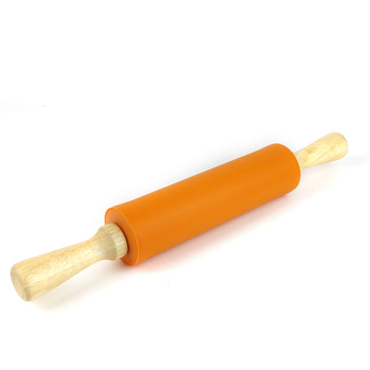 Silicone Rolling Pin for Baking Non-stick Rolling Pin Dough Roller Wooden Handle Kitchen Accessories Pastry Roller