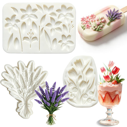 Flower Silicone Molds, 2Pcs Lily Fondant Molds for Cake Decorating