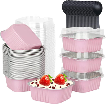 LNYZQUS 10oz Mini Cake Pans with Lids, Small Cinnamon Roll Containers