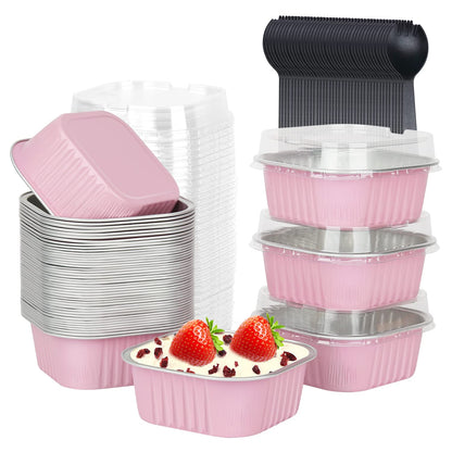 LNYZQUS 10oz Mini Cake Pans with Lids, Small Cinnamon Roll Containers